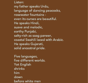 Poem titled "Migritude" by Shailja Patel